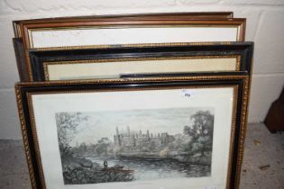 Group of seven various assorted pictures to include a print of Eaton College