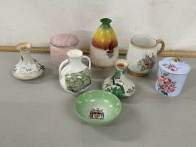 Mixed Lot: Pair of small Shelley lustre glazed vases and various others