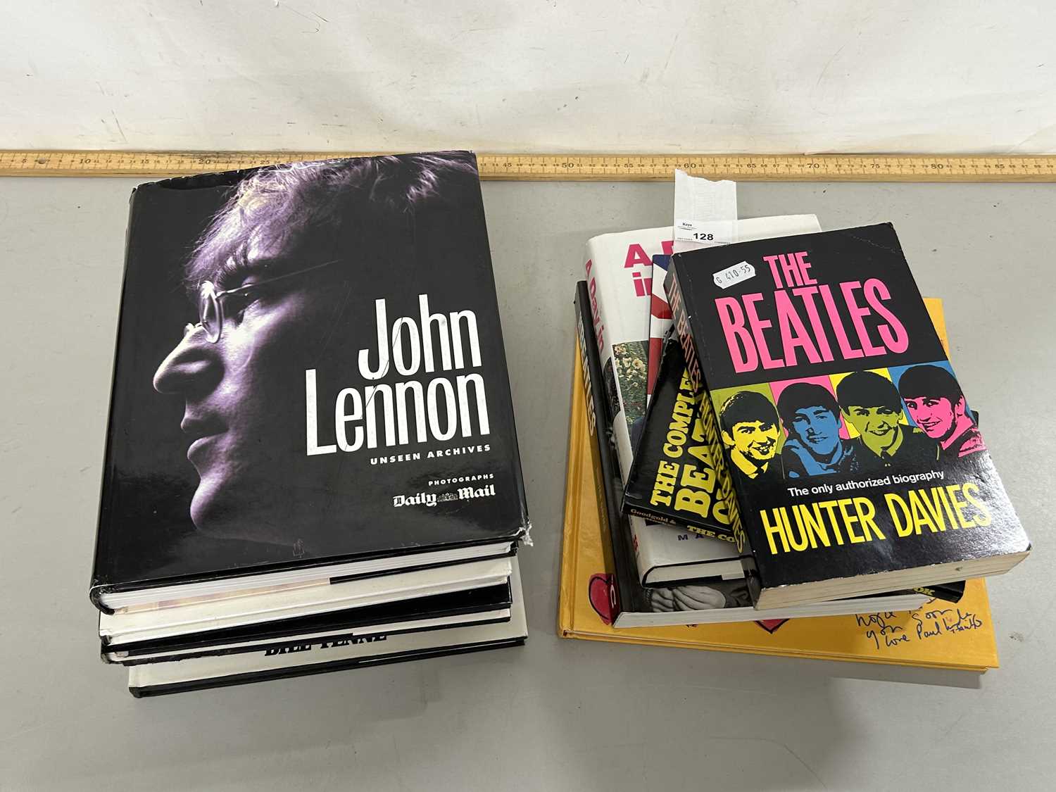 A collection of books on The Beatles