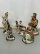 A group of modern Italian bisque porcelain figurines