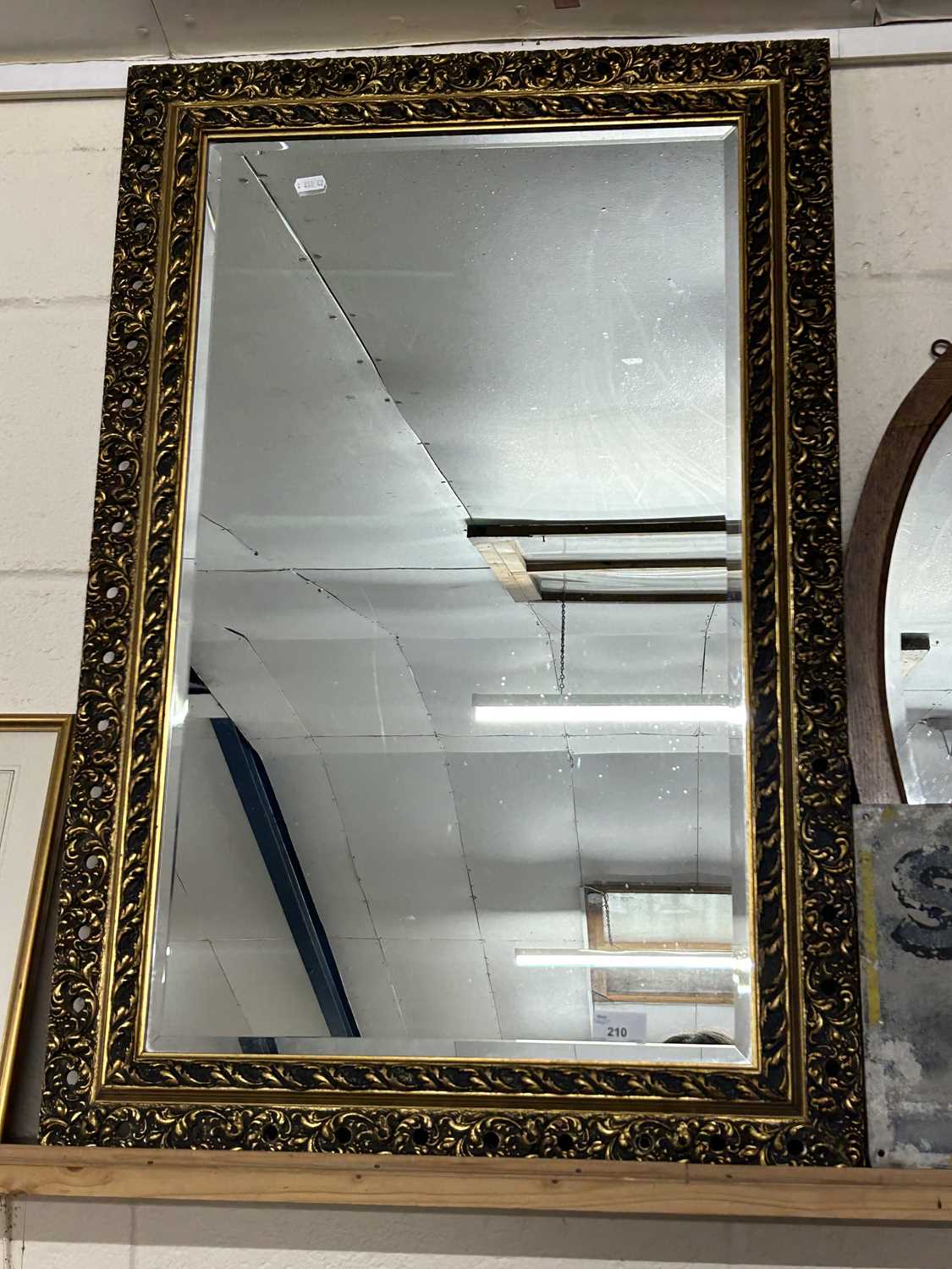 Modern rectangular wall mirror in gilt effect frame