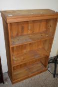 A pine open front bookcase cabinet, 71cm wide