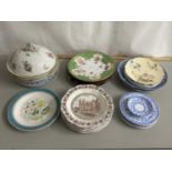 Collection of various assorted decorated plates to include Wedgwood, Worcester and others