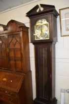 Reproduction long case clock with arched dial