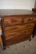 George III mahogany chest with two short over three long drawers, blind fretwork decoration to the