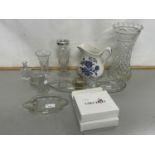 Mixed Lot: Various assorted glass wares, blue and white jug etc