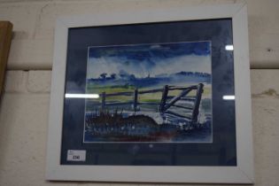 M A Bussey, study of a stormy country scene, watercolour, framed and glazed