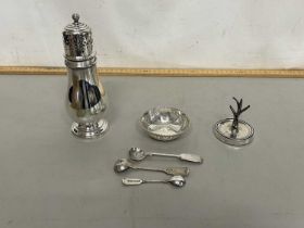 Mixed Lot: Small silver bonbon dish, silver mounted ring tree and other assorted items