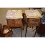 Pair of 20th Century marble topped French bedside cabinets