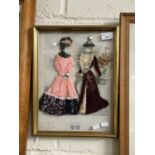 3D French mixed media fashion print of two ladies, frames