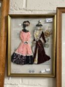 3D French mixed media fashion print of two ladies, frames