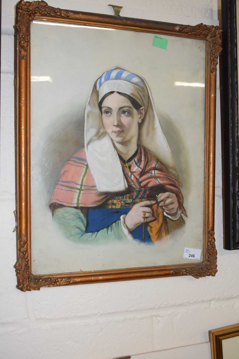 Mid 19th century portrait of a Jewish woman, pastel on paper, signed 'E.E.Such' to lower right,