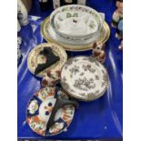 Mixed Lot: Ceramics to include Worcester herbs serving dishes and plates, Staffordshire dogs and