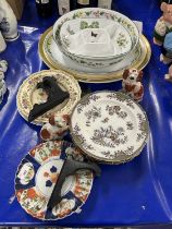 Mixed Lot: Ceramics to include Worcester herbs serving dishes and plates, Staffordshire dogs and