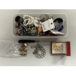 Box of various assorted costume jewellery and other items