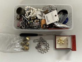 Box of various assorted costume jewellery and other items