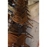 Group of eight wheel back kitchen chairs