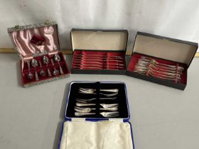 Collection of various cased cutlery
