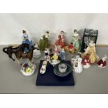Mixed Lot: Various ceramics to include a range of Royal Doulton figures, porcelain horses, porcelain
