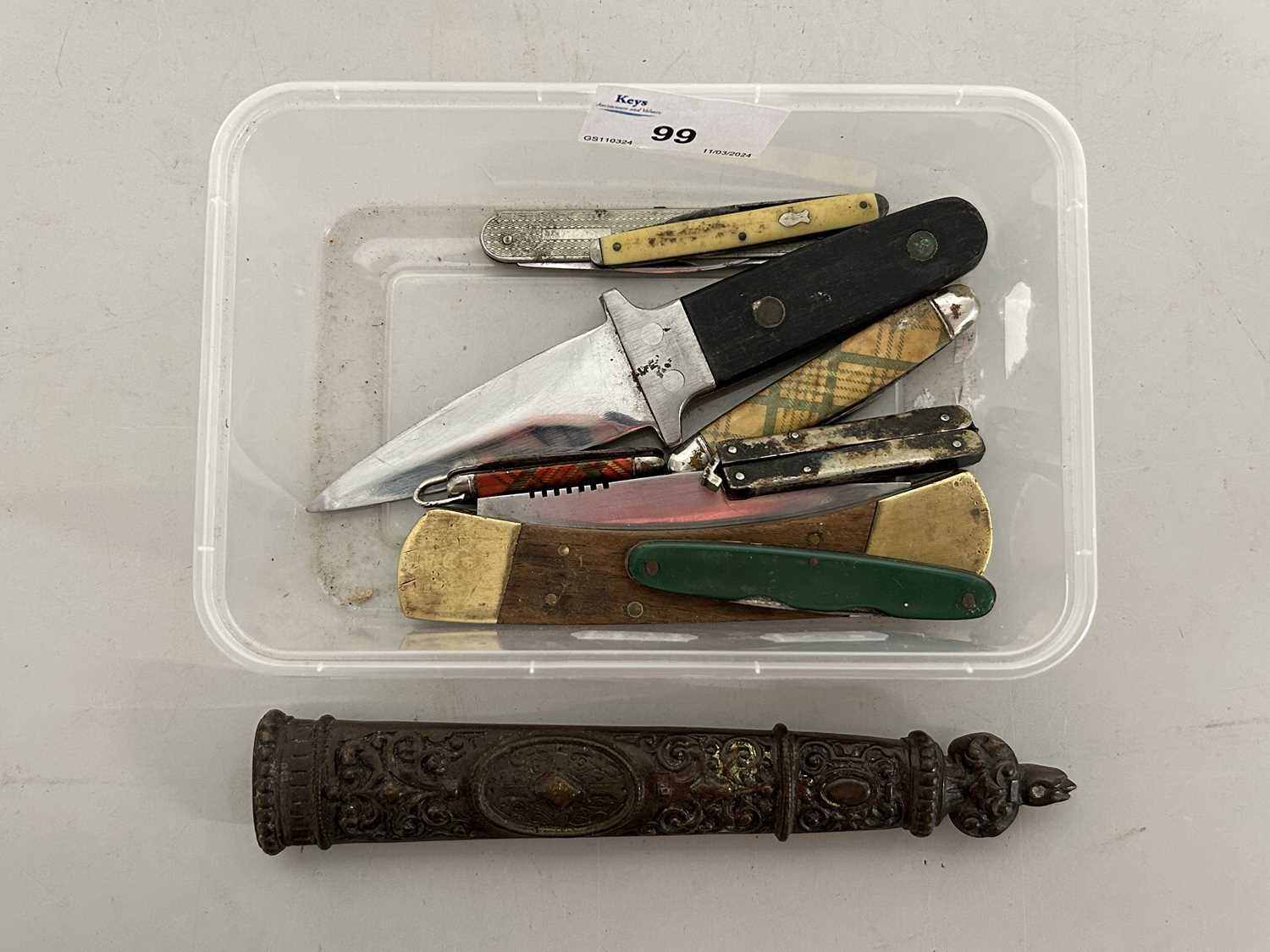 Box of various assorted penknives and other items