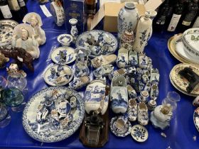 Large collection of various modern Delft pottery to include various clogs, coffee grinder, vases,