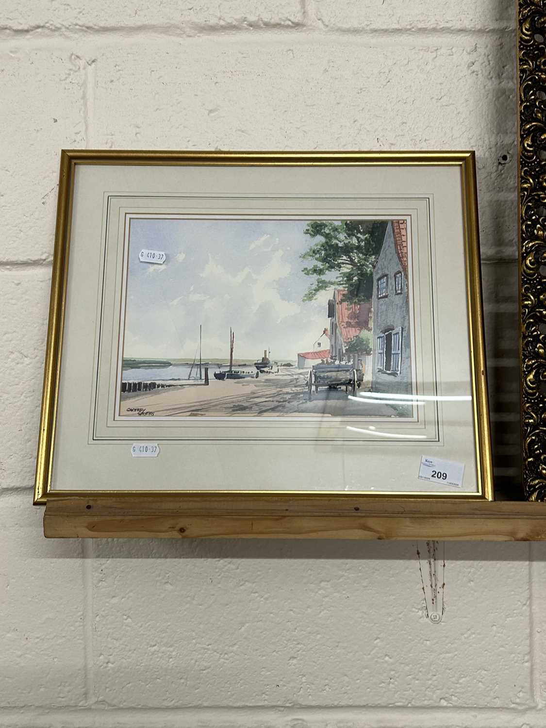 Geoffrey Sayers Harbourside scene, watercolour, framed and glazed