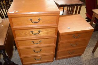 A G-Plan narrow five drawer chest and matching three drawer chest (2)