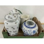 Mixed Lot: Reproduction Oriental blue and white vase plus various others