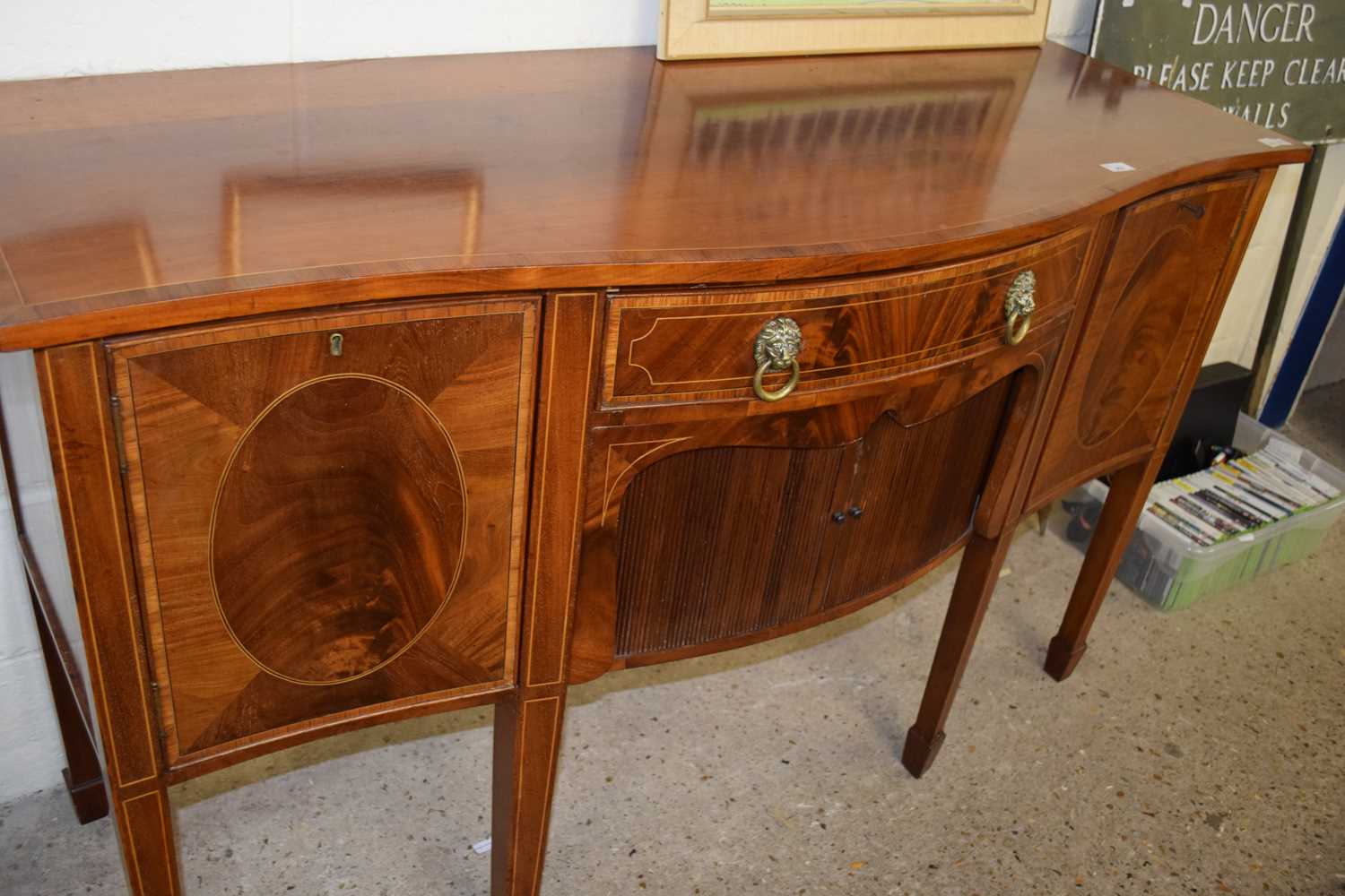 Maple & Co mahogany veneered serpentine front sideboard, 152cm wide