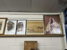 Group of four various studies of Middle Eastern figures and desert scene with praying figures and
