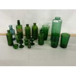 Mixed Lot: Vintage Chemists bottles, moulded glass eye baths and other items