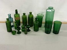 Mixed Lot: Vintage Chemists bottles, moulded glass eye baths and other items