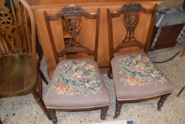 Pair of Victorian bedroom chairs with tapestry seats
