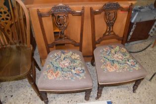 Pair of Victorian bedroom chairs with tapestry seats