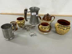 Mixed Lot: Torquay Motto wares, pewter tankard etc