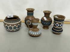 Mixed Lot: Five various small Doulton silicon ware vases