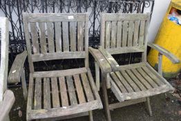 Pair of hardwood garden chairs