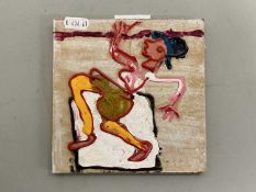 John Kiki, abstract figure on panel