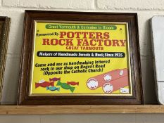 Advertising print for Potters Rock Factory, Great Yarmouth, framed