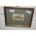 A small coloured print of Yarmouth Church, framed and glazed