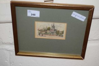 A small coloured print of Yarmouth Church, framed and glazed