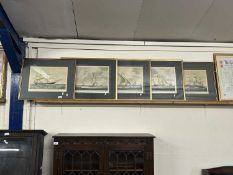 Group of five 20th Century coloured prints, tall ships