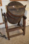Bradfords Patent vintage diaphram milk churn with retailers label for Wells & Sons, Ironmongers,