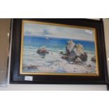 After Henry Winbusch pair of coloured prints of coastal scenes