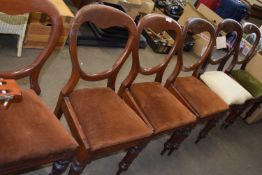 Six Victorian balloon back dining chairs