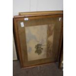 Group of four watercolours, various rural and harvest scenes, frames deteriorated