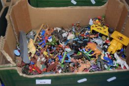 Plastic toy figures and animals