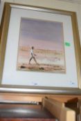 Shelagh Price (South African,1944-2020), Herding cattle, watercolour, signed, 24x31cm, framed and