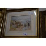 19th Century school small waterstudy Shrimping, framed and glazed