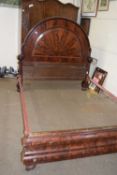 Victorian flame mahogany veneered double bed frame to accomodate a mattress 153 x 190cm